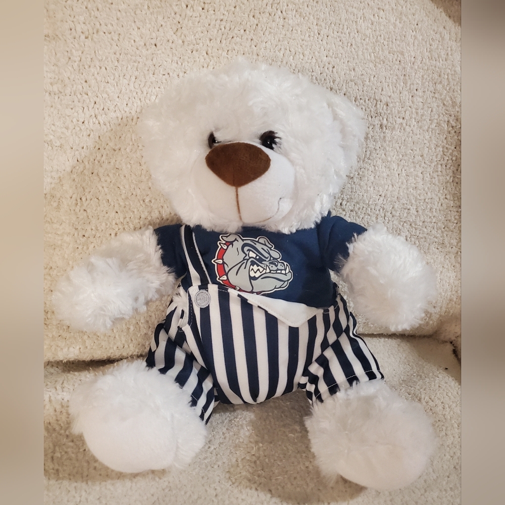 White & Blue Plush Teddy Bear With Bulldogs Shirt